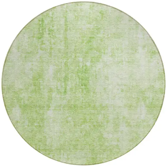 8' Green Round Abstract Washable Indoor Outdoor Area Rug Photo 6
