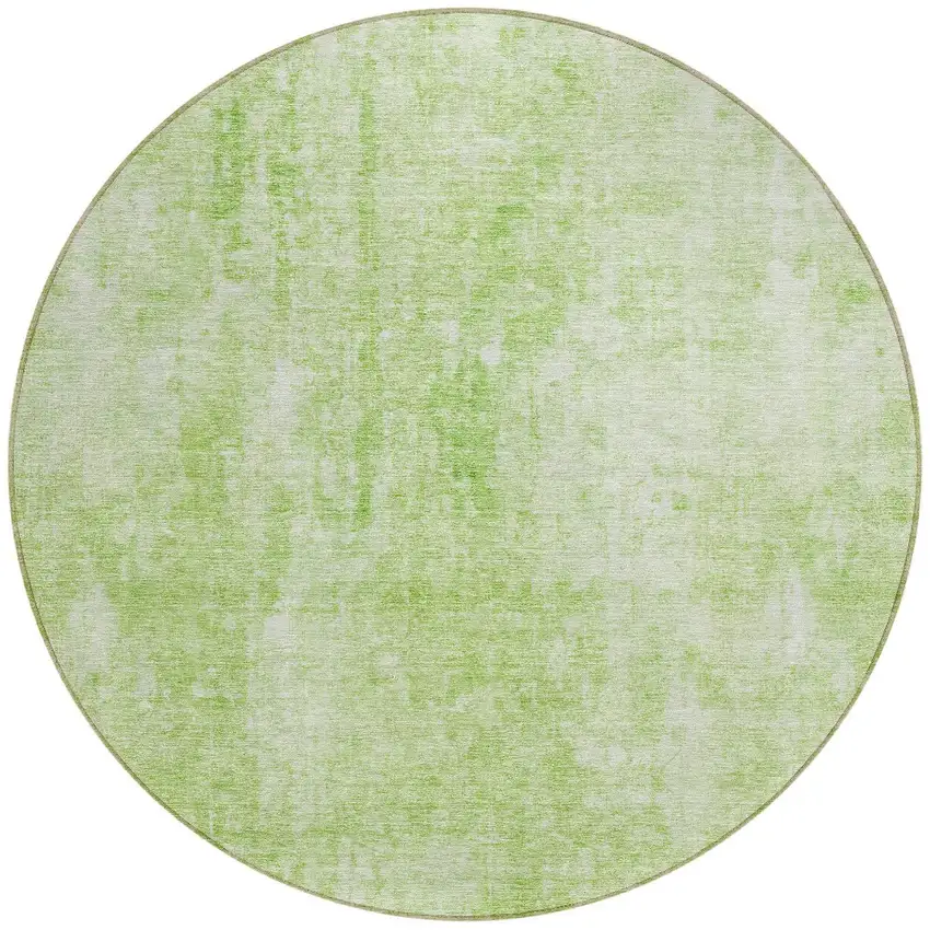 8' Green Round Abstract Washable Indoor Outdoor Area Rug Photo 6