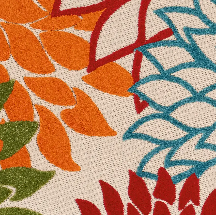 10' Green Orange And Red Round Indoor Outdoor Area Rug Photo 9