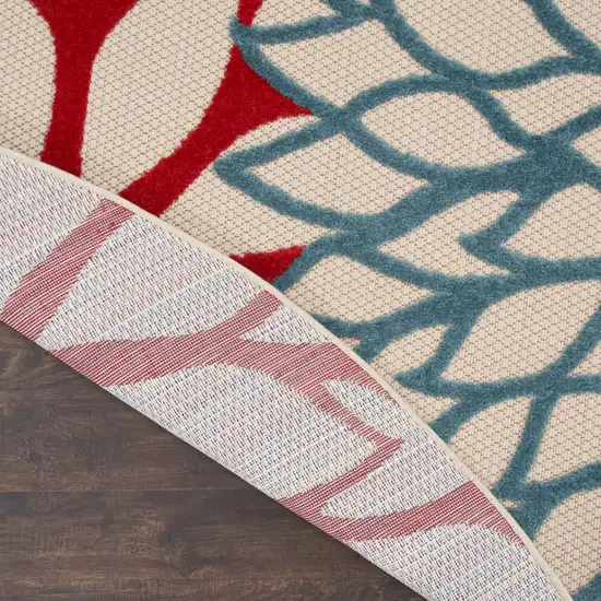 10' Green Orange And Red Round Indoor Outdoor Area Rug Photo 8