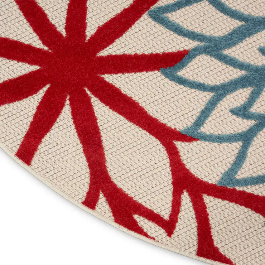 10' Green Orange And Red Round Indoor Outdoor Area Rug Photo 6