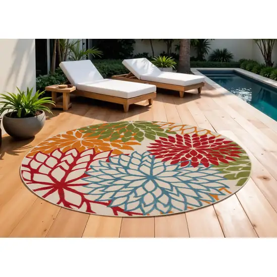 10' Green Orange and Red Indoor Outdoor Area Rug Photo 1