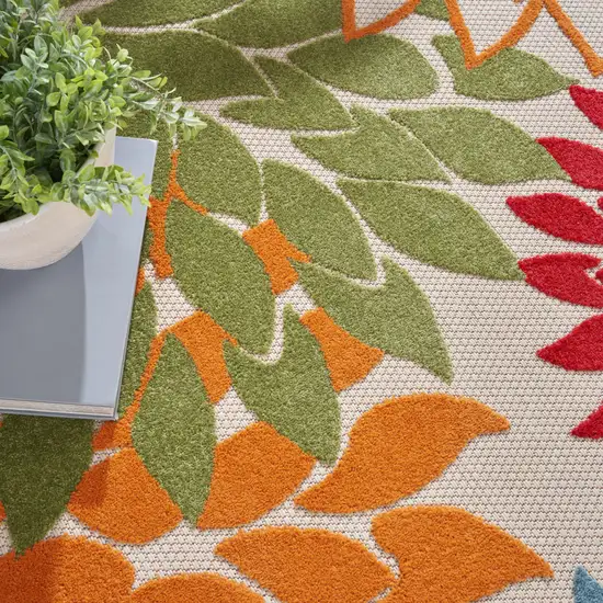 10' Green Orange And Red Round Indoor Outdoor Area Rug Photo 7