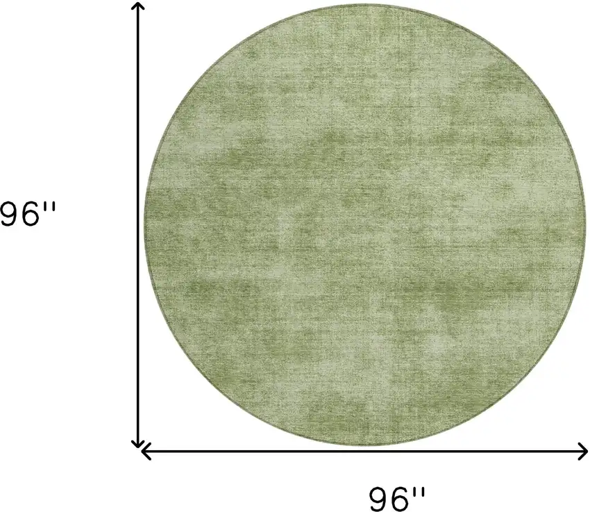 8' Green Round Washable Indoor Outdoor Area Rug Photo 3