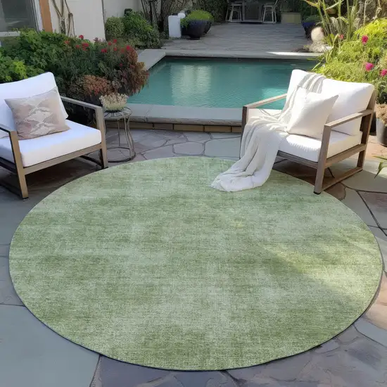 8' Green Round Washable Indoor Outdoor Area Rug Photo 7