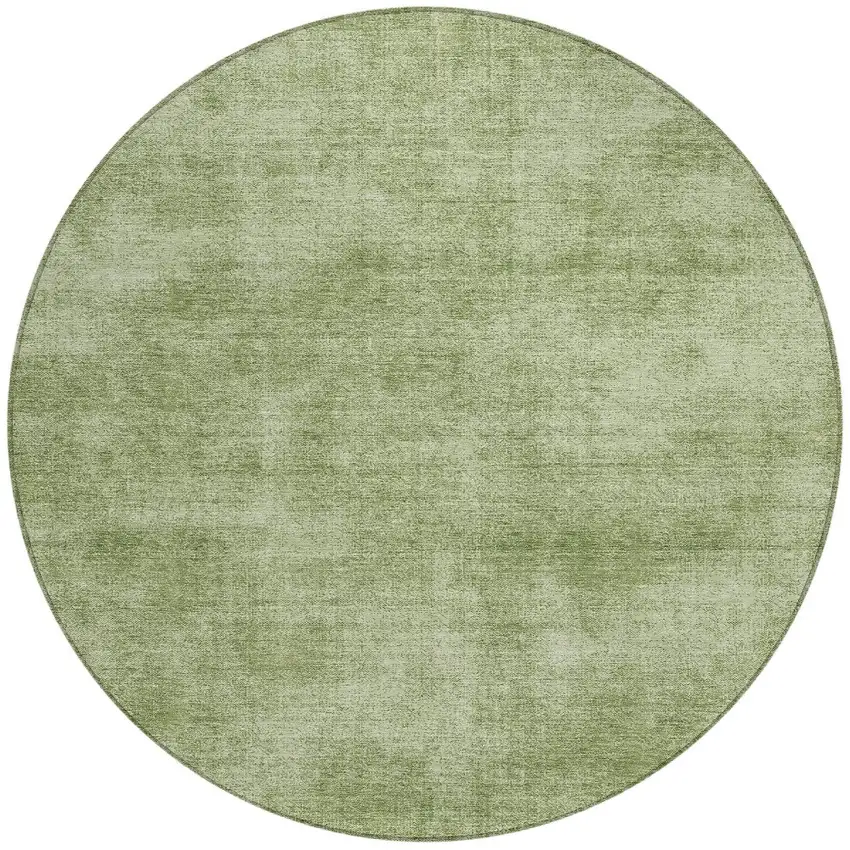 8' Green Round Washable Indoor Outdoor Area Rug Photo 6