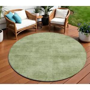 Photo of 8' Green Round Washable Indoor Outdoor Area Rug