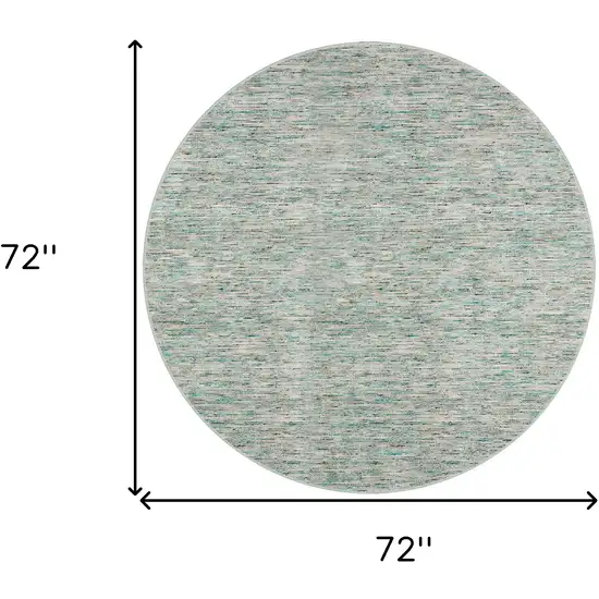 6' Green Round Wool Hand Loomed Handmade Area Rug Photo 3