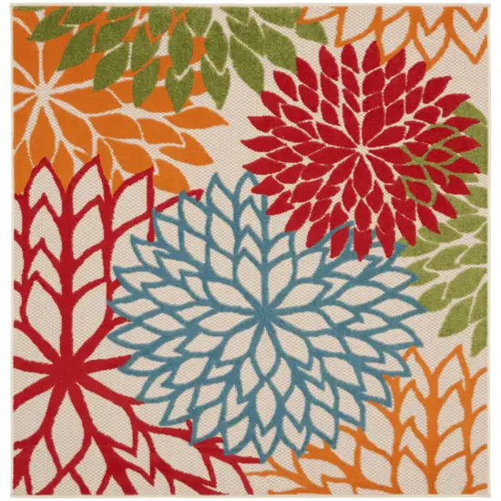 5' Green Orange and Red Indoor Outdoor Area Rug Photo 1