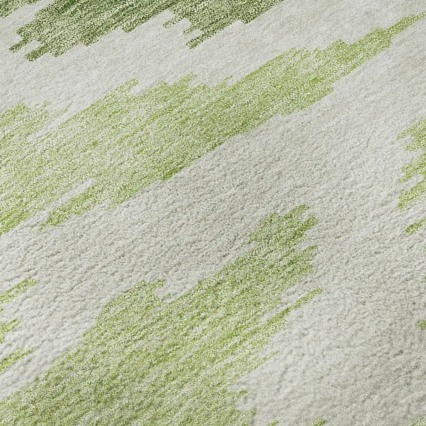 8' Green Taupe And Beige Abstract Washable Round Rug With UV Protection Photo 9