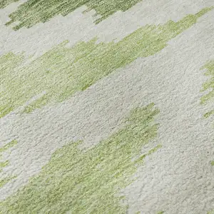 Photo of 8' Green Taupe And Beige Abstract Washable Round Rug With UV Protection