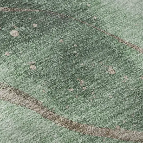 8' Green Taupe And Ivory Abstract Washable Area Rug With UV Protection Photo 9