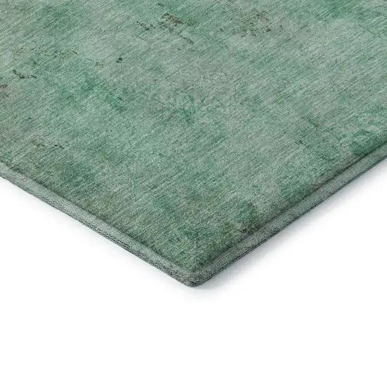 8' Green Teal And Pink Abstract Washable Round Rug With UV Protection Photo 6