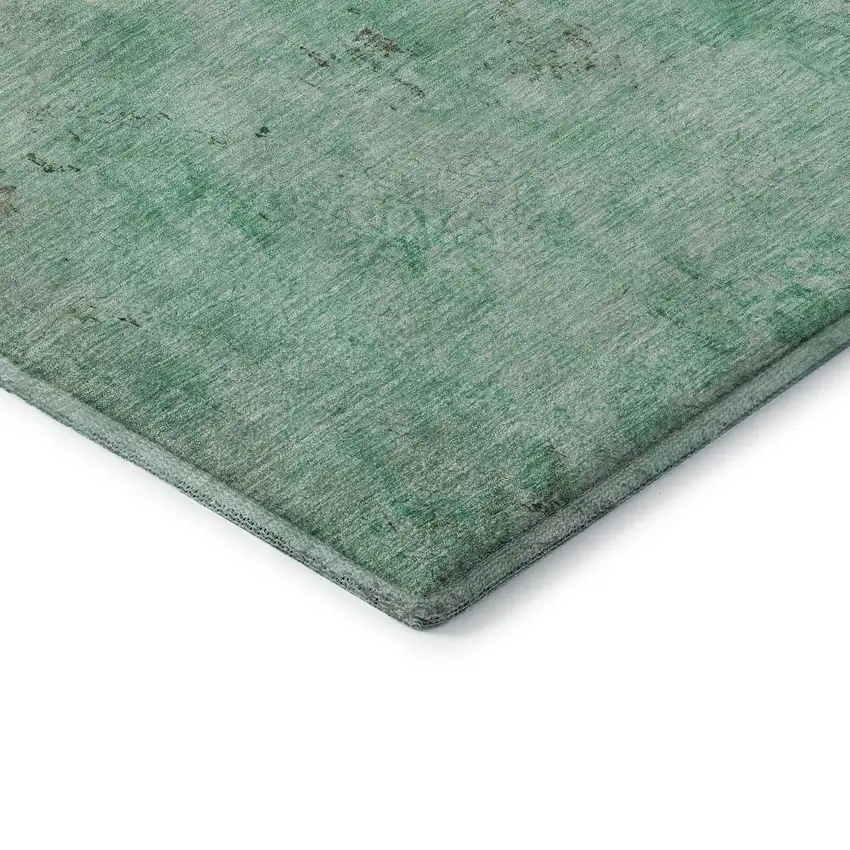 8' Green Teal And Pink Abstract Washable Round Rug With UV Protection Photo 6