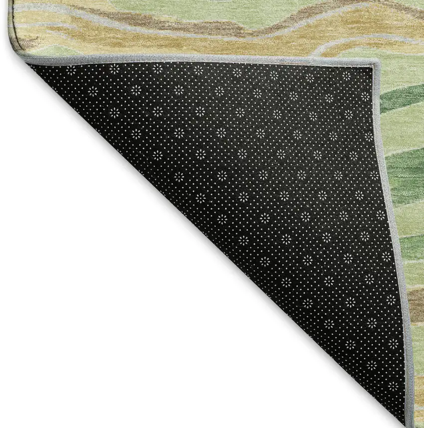 8' Green Wheat And Ivory Striped Washable Area Rug With UV Protection Photo 6