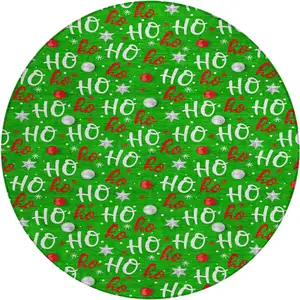 Photo of 8' Green White And Red Round Polka Dot Washable Indoor Outdoor Area Rug