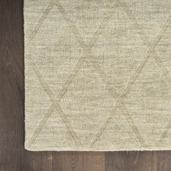 6' Green Wool Geometric Hand Woven Runner Rug Photo 6