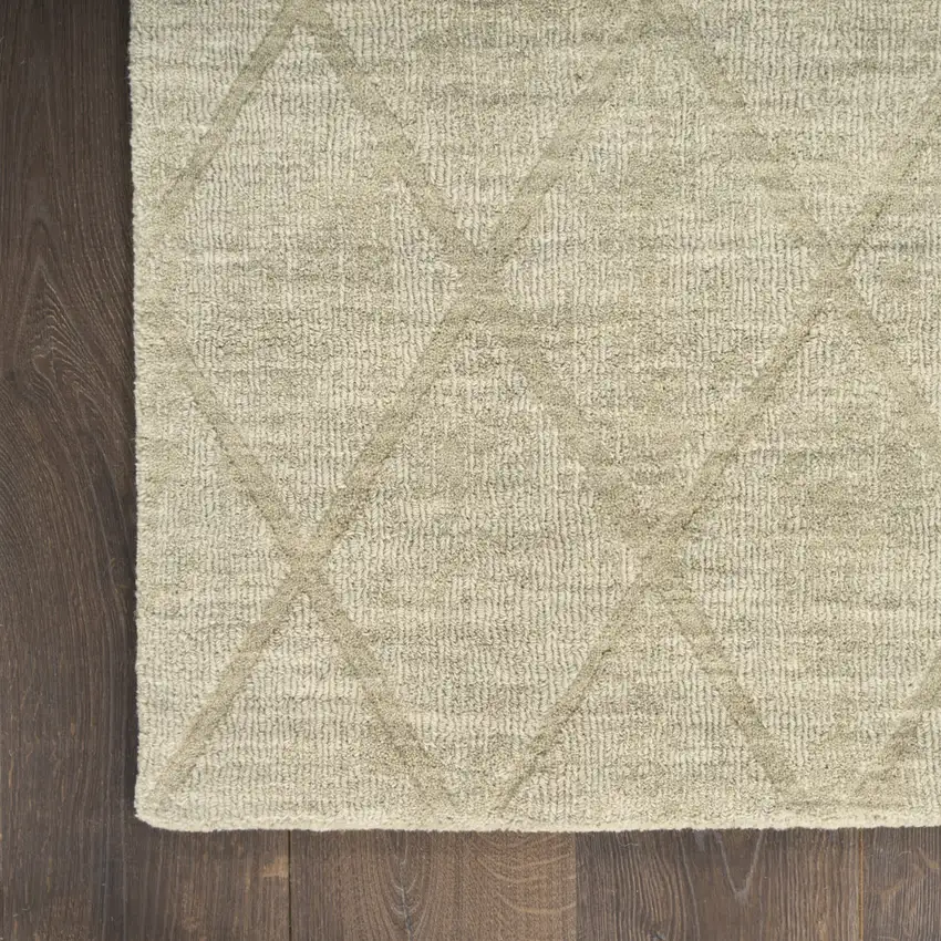 6' Green Wool Geometric Hand Woven Runner Rug Photo 6