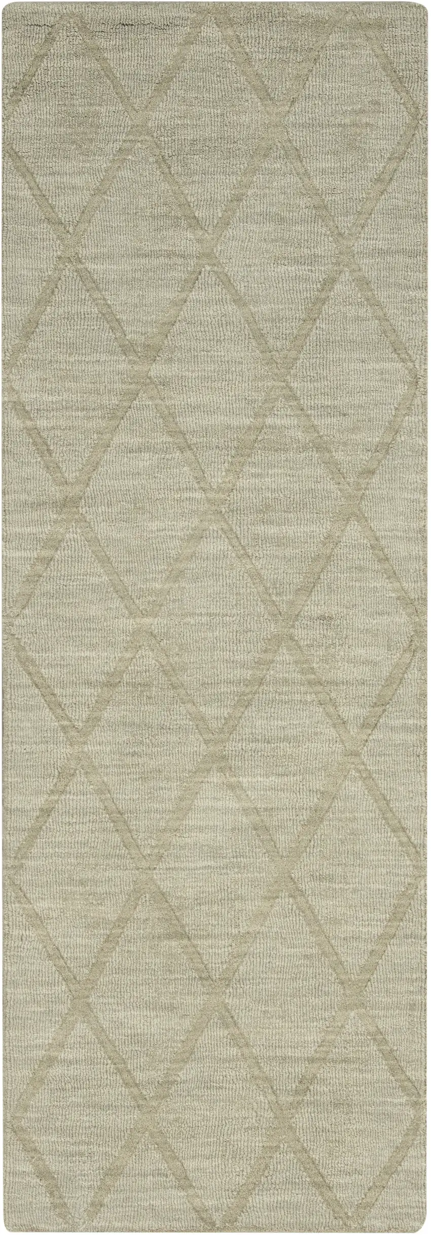 6' Green Wool Geometric Hand Woven Runner Rug Photo 2