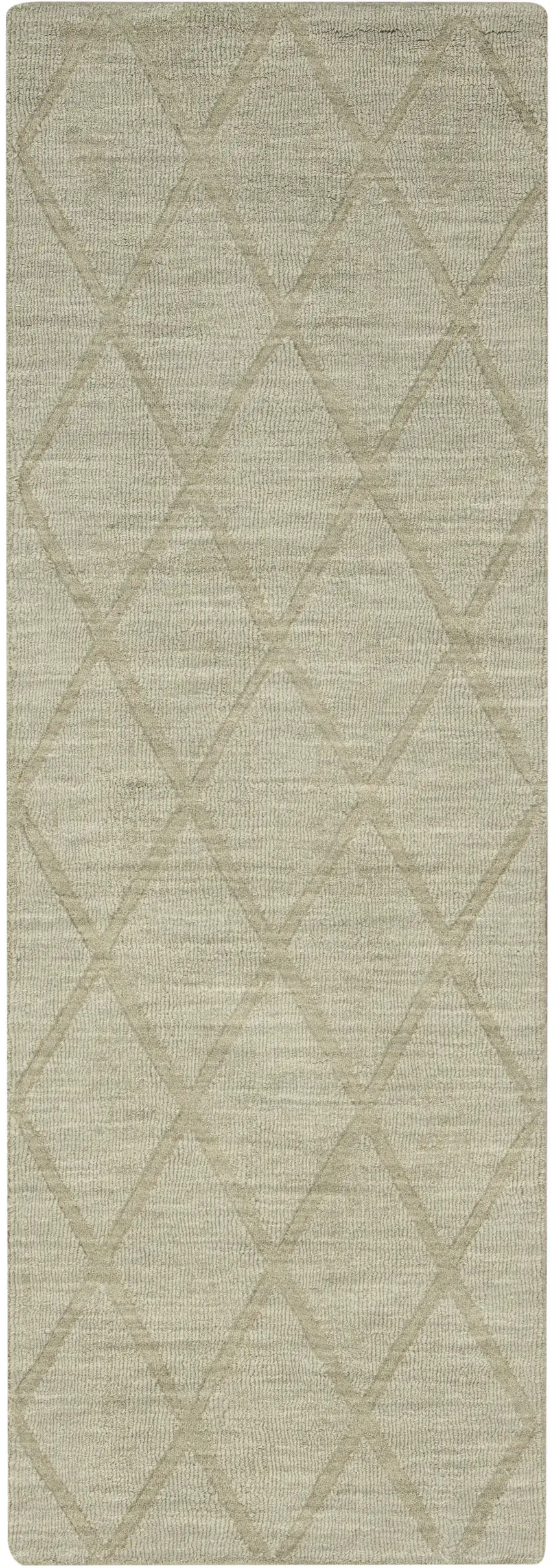 6' Green Wool Geometric Hand Woven Runner Rug Photo 3