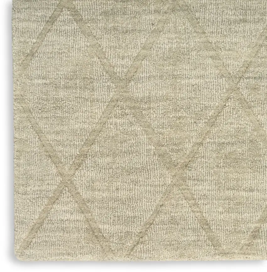 6' Green Wool Geometric Hand Woven Runner Rug Photo 9