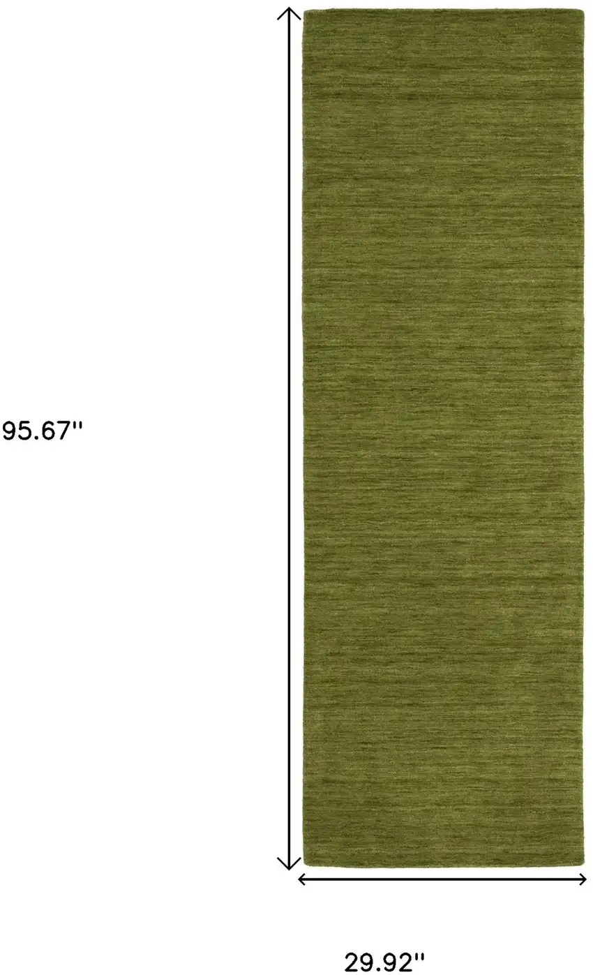 8' Green Wool Hand Tufted Runner Rug Photo 3