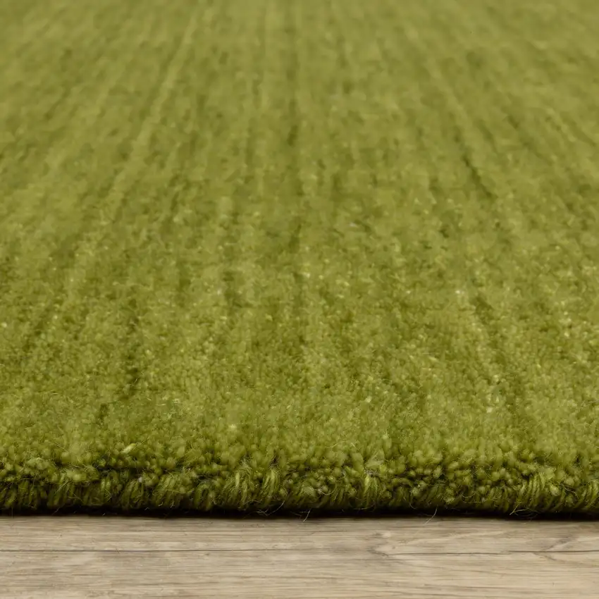 8' Green Wool Hand Tufted Runner Rug Photo 8