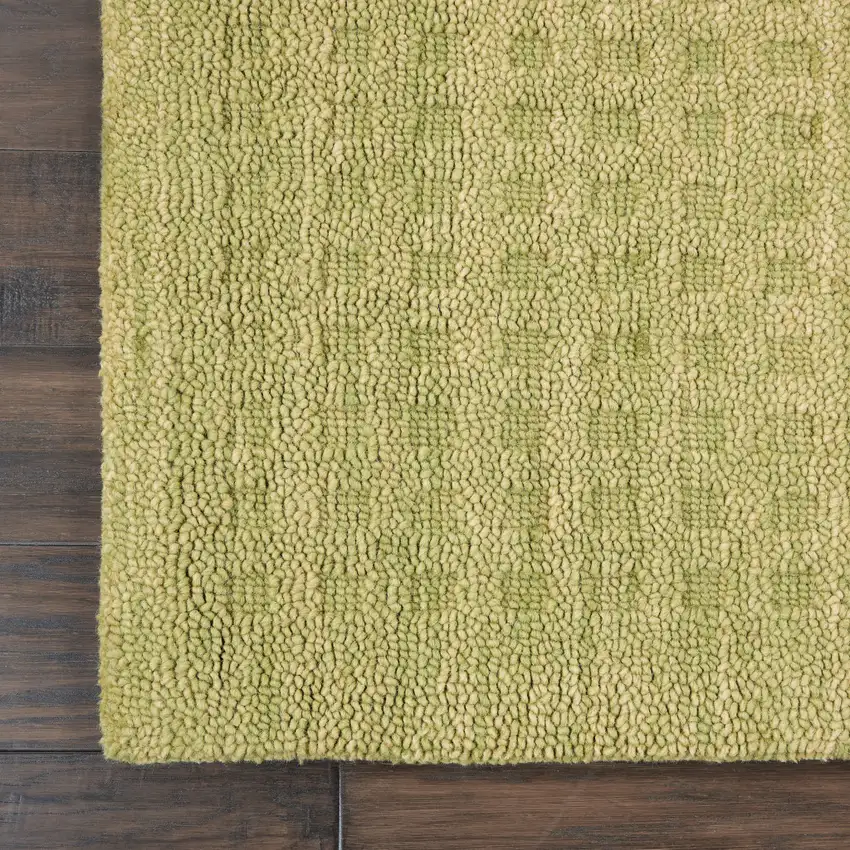 8' Green Wool Runner Rug Photo 9