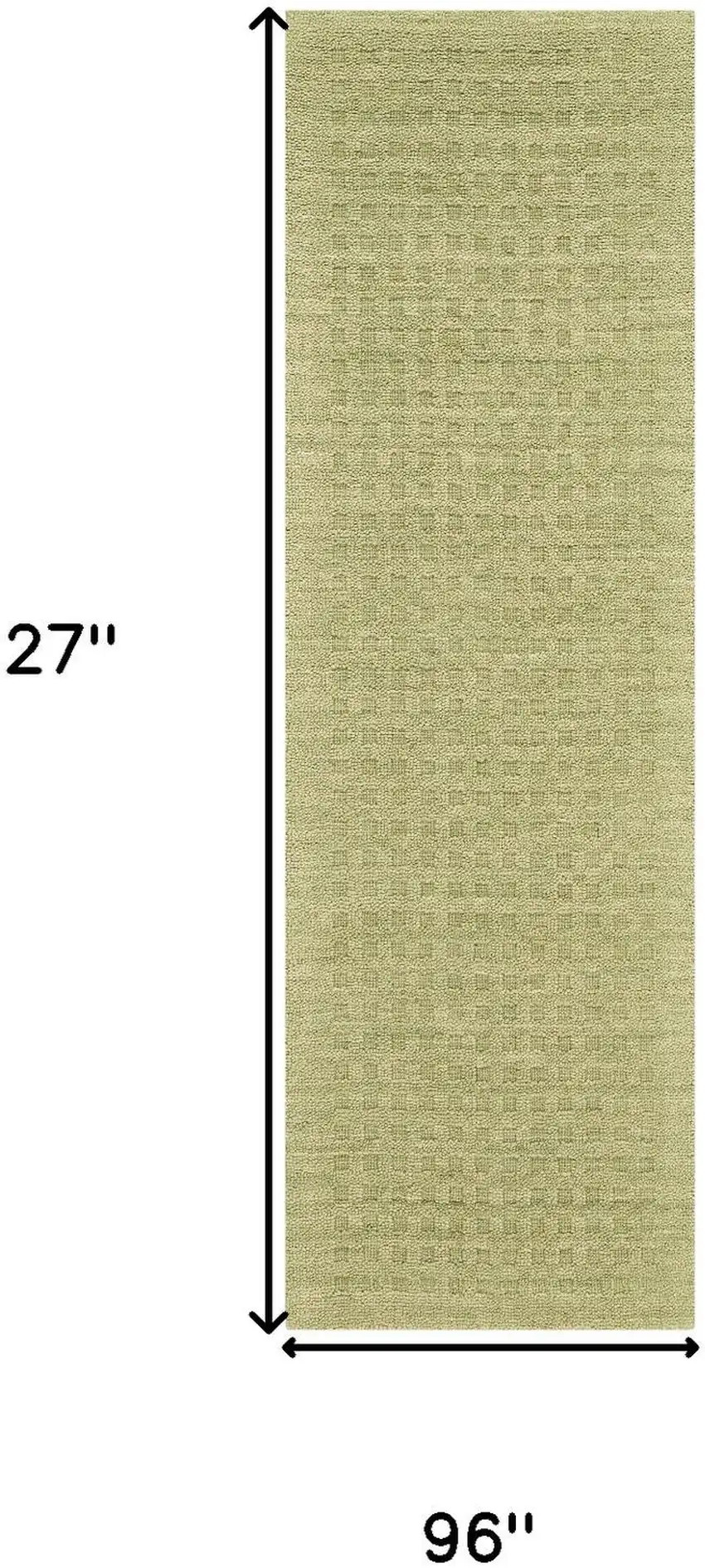 8' Green Wool Runner Rug Photo 3