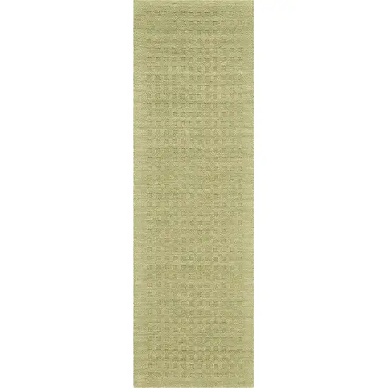 8' Green Wool Runner Rug Photo 6