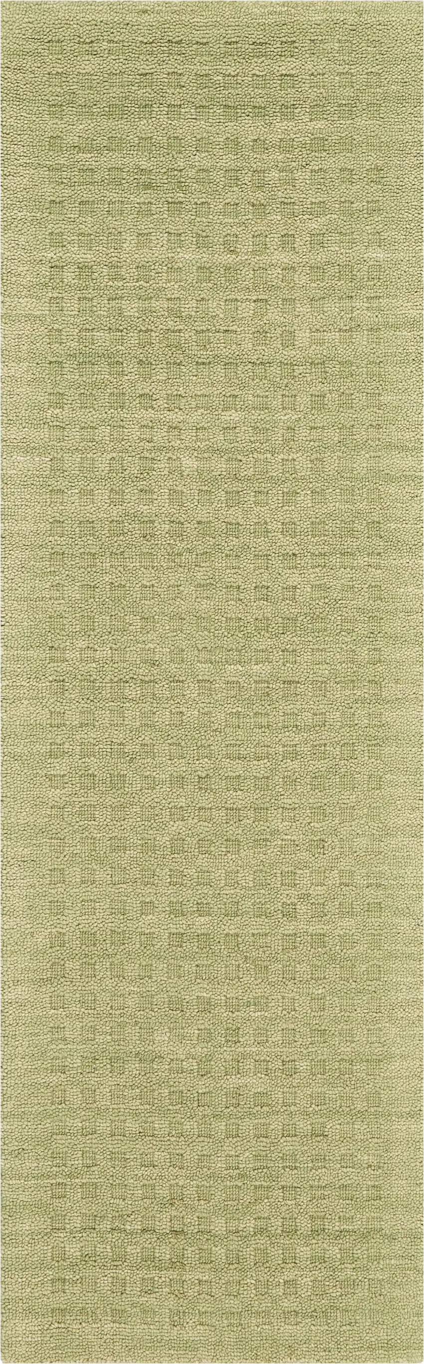 8' Green Wool Runner Rug Photo 6