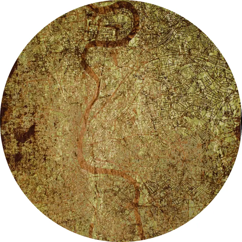 8' Green and Brown Round Abstract Non Skid Area Rug Photo 2