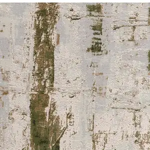 Photo of 10' Green and Ivory Abstract Power Loom Distressed Runner Rug