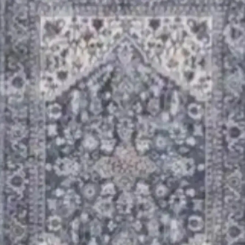 8' Green and Ivory Floral Power Loom Distressed Washable Runner Rug Photo 3
