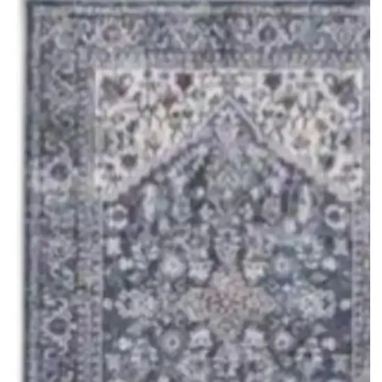 8' Green and Ivory Floral Power Loom Distressed Washable Runner Rug Photo 6