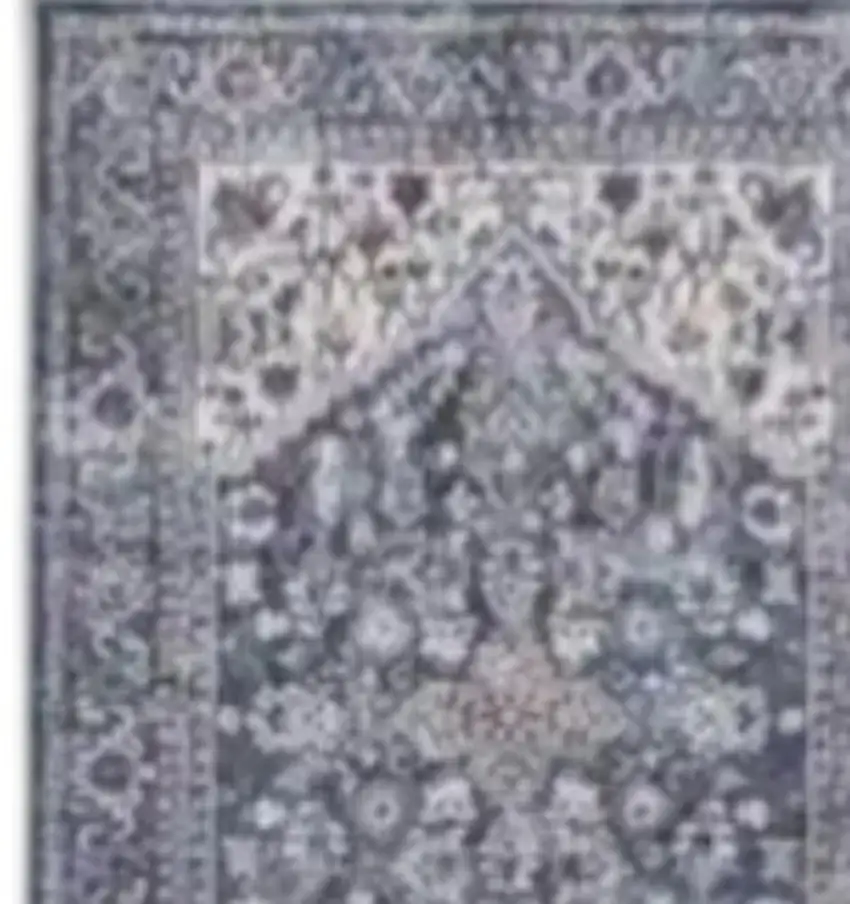 8' Green and Ivory Floral Power Loom Distressed Washable Runner Rug Photo 6