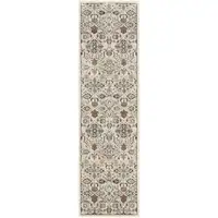 Photo of 8' Green and Ivory Floral Power Loom Runner Rug