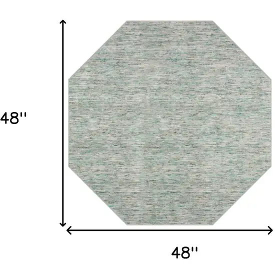 4' Green and Ivory Octagon Wool Hand Loomed Area Rug Photo 3