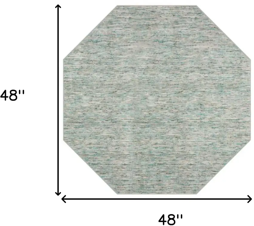 4' Green and Ivory Octagon Wool Hand Loomed Area Rug Photo 3