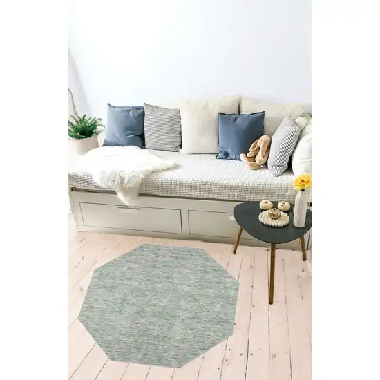 4' Green and Ivory Octagon Wool Hand Loomed Area Rug Photo 1