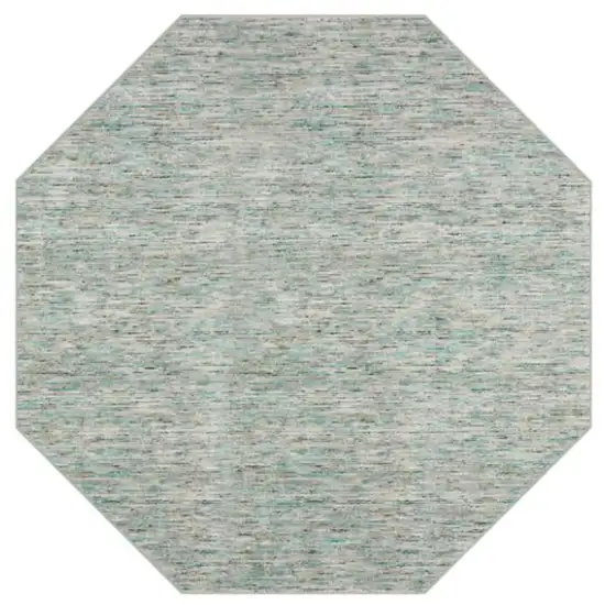4' Green and Ivory Octagon Wool Hand Loomed Area Rug Photo 2