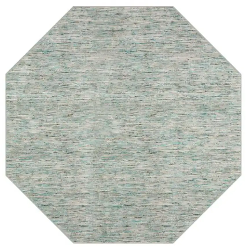 4' Green and Ivory Octagon Wool Hand Loomed Area Rug Photo 2