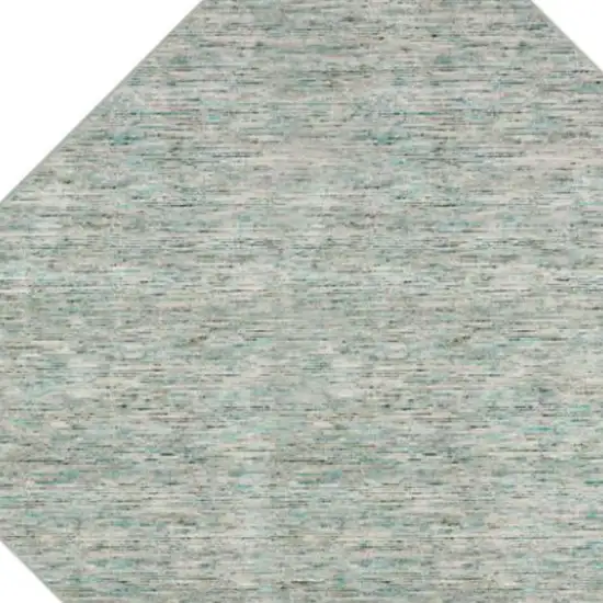 4' Green and Ivory Octagon Wool Hand Loomed Area Rug Photo 4