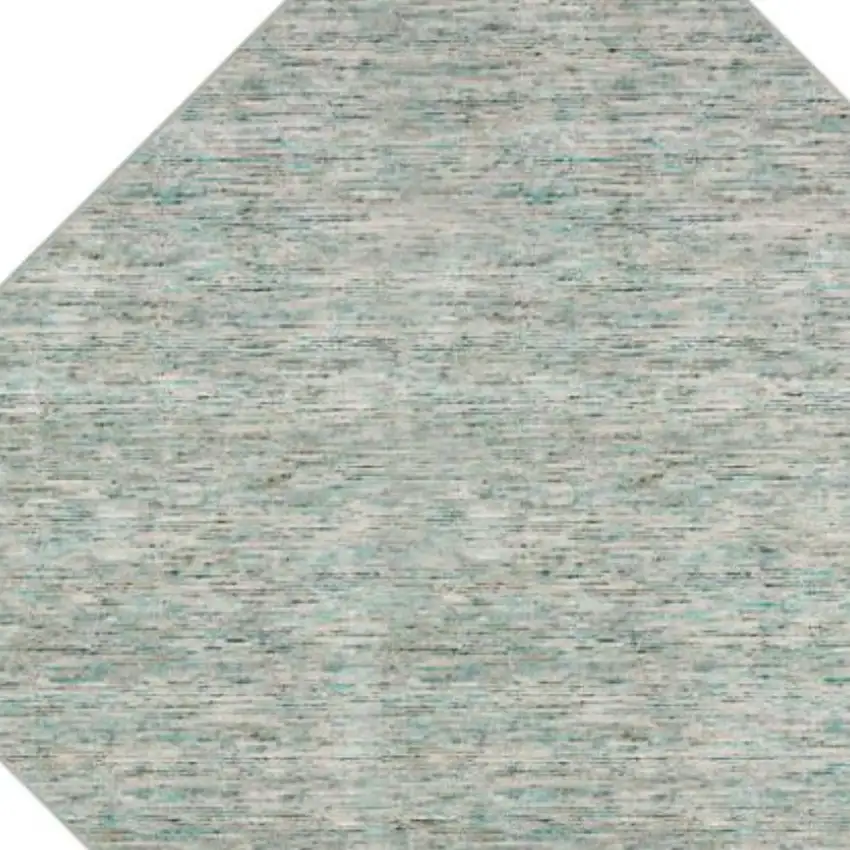 4' Green and Ivory Octagon Wool Hand Loomed Area Rug Photo 4