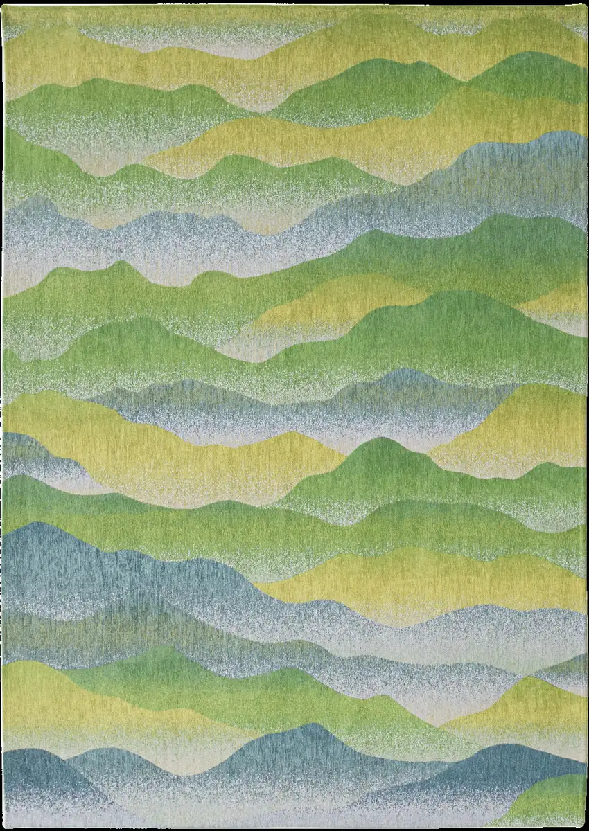 8' Green and Yellow Round Abstract Non Skid Area Rug Photo 4