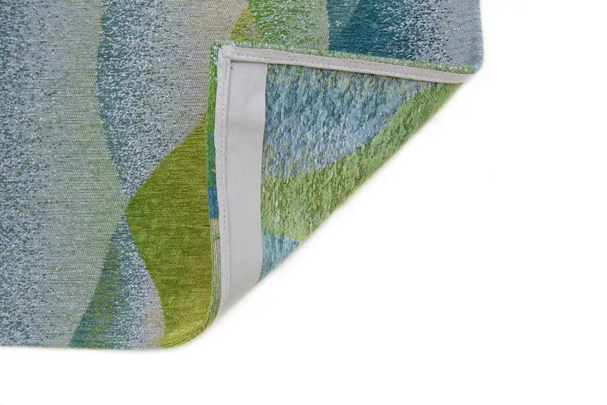 8' Green and Yellow Round Abstract Non Skid Area Rug Photo 6