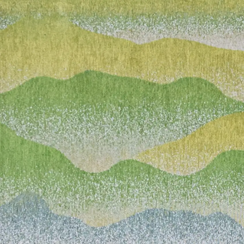 8' Green and Yellow Round Abstract Non Skid Area Rug Photo 9