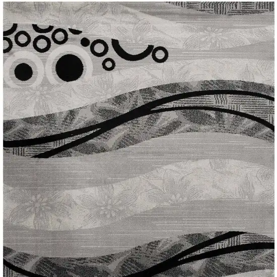 8' Grey Abstract Power Loom Runner Rug Photo 8