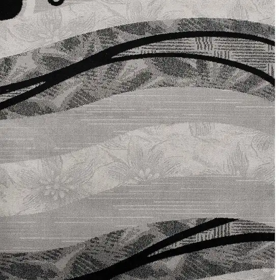 8' Grey Abstract Power Loom Runner Rug Photo 3