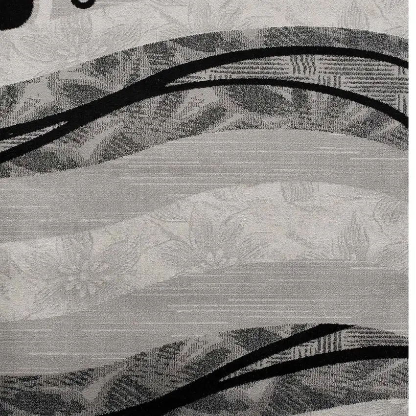 8' Grey Abstract Power Loom Runner Rug Photo 3